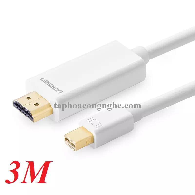 Ugreen 10419 3M màu Trắng Cáp chuyển đổi Mini DP sang HDMI hỗ trợ phân phải 1080P MD101 30010419